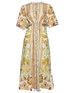 D’ASCOLI Salome Floral Print Checked Cotton Midi Dress Small